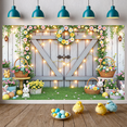 thumbnail image 6 of Bunny Design Easter Banner Colorful Eggs Spring Display Floral Pattern Flower Wreath Bunny Backdrop for Easter Celebration Spring Party Garden Decoration, 6 of 9