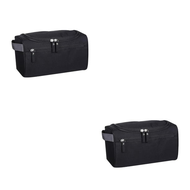 Inteprter Bolsa de maquillaje para mochilero, bolsa de almacenamiento de cosméticos, neceser para el hogar y la oficina Negro 2Conjunto