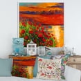 thumbnail image 2 of Designart 'Red Poppies By The Ocean During Evening Glow' Nautical & Coastal Framed Canvas Wall Art Print, 2 of 5