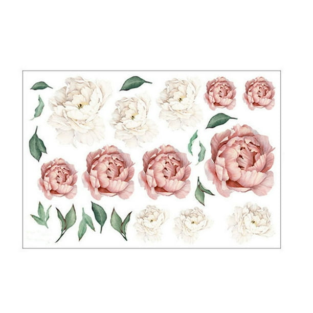 Injueey Pegatina de pared de flores, calcomanía de peonía de estilo elegante, artesanías de arte para el hogar y la Oficina, póster de PVC, Decoración del hogar Tipo 1 Injueey HA077073-01