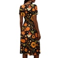 thumbnail image 5 of Womens Halloween Dress Spider Short Sleeve Ghost Cute Wedding Guest Dress Skeleton V Neck Vintage Wrap Dresses 3XL, 5 of 5