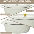 thumbnail image 6 of Ktaxon 7.5QT Enameled Cast Iron Dutch Oven with Upgraded Textured Handles, Oval Geometric Design, Oven Safe to 500°F, Ivory White, 6 of 13