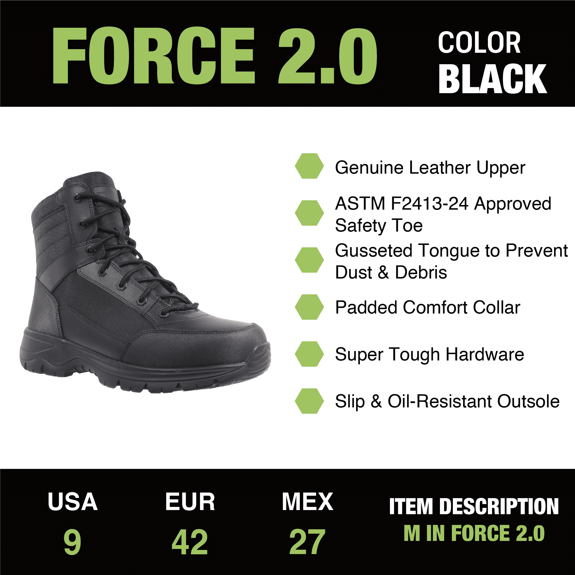 Interceptor Men's Force 8" Steel Toe Tactical Boots
