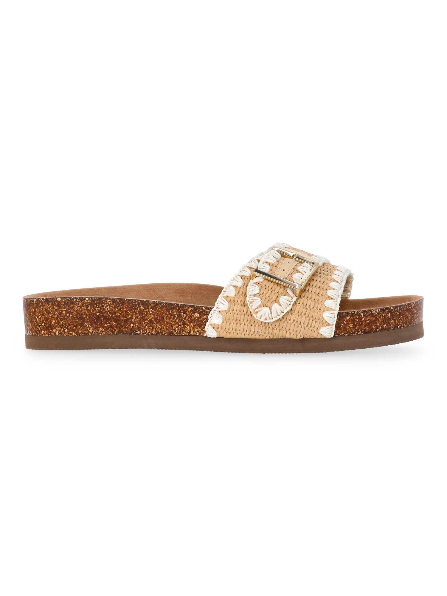 Time and Tru Women's One Buckle Footbed Slide Sandals
