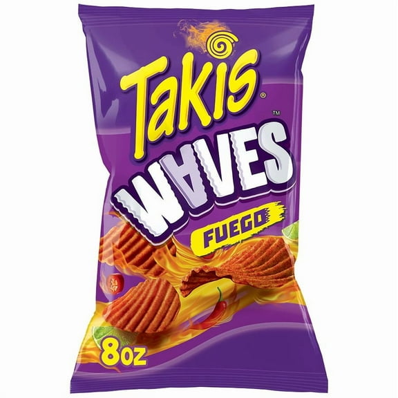 Takis Waves Fuego Potato Chips Hot Chili Pepper & Lime 8.0 Oz Pack of 2