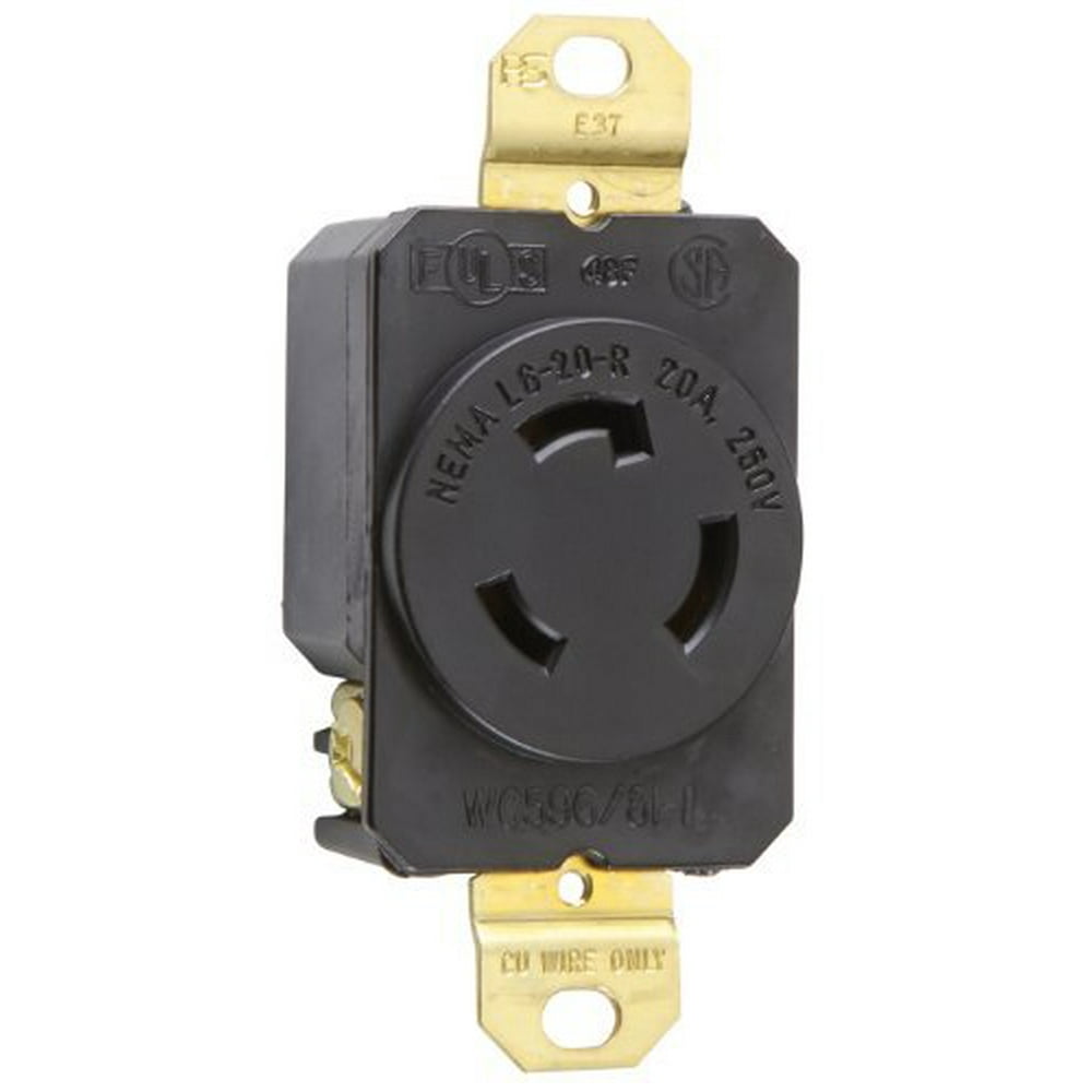 Pass & Seymour L620RCCV3 Black NEMA L620R 20A/250V 2P3W Turnlok