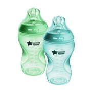 Tommee Tippee Natural Start Anti-Colic Baby Bottles, 11oz, 6 Months plus, Thicker Feed Breast-like Nipple for a Natural Latch, Fiesta, Pack of 2