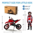 thumbnail image 7 of FONA 49cc 2-Stroke Dirt Bike for Kids 8-12, 25mph Mini Motorcycle with Dual Disc Brakes, Multi Terrain Tires, Suspension & Soft Seat Red, 7 of 7