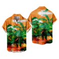 thumbnail image 3 of Camisas Cuello De Hombre Camisa de manga corta con estampado digital 3d de ocio de tendencia de moda de playa de turismo de vacaciones de verano para hombres (Green, XL), 3 of 4