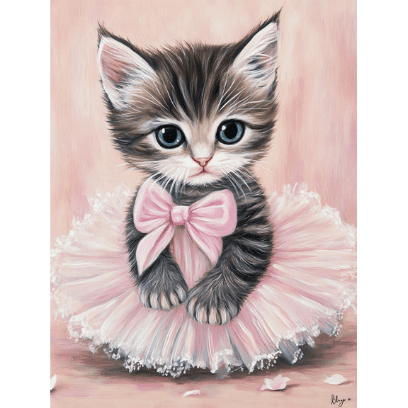 Cute Kitten in Tutu Ballet Decor Canvas Painting,Suitable for Living Room, Bedroom, Bathroom,Nursery,Office Decor.
