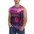 thumbnail image 2 of Lsque Western Style Dinosaur Print Men's Cotton Blend Sleeveless Muscle Shirts (S-3XL)- Moisture Wicking, Odor Protection, UPF 30+,3X-Large, 2 of 8