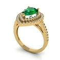thumbnail image 2 of 2.48 ctw with Simulated Diamond Halo Accents Anniversary Ring for Women | Pear Cut Simulated Emerald | Hyperallergenic Solid 18K Yellow Gold, 2 of 5