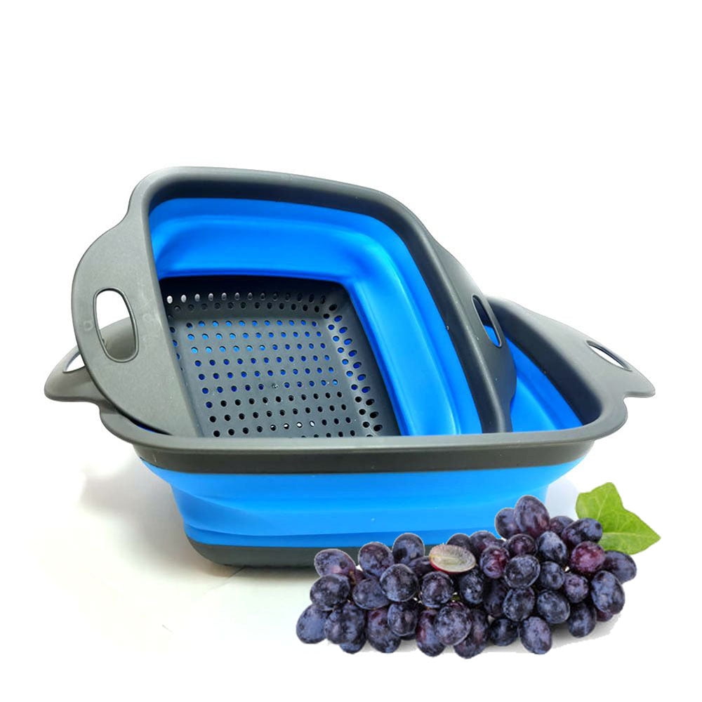 Kitchen Square Silicone Foldable Pasta Strainer Collapsible Colander