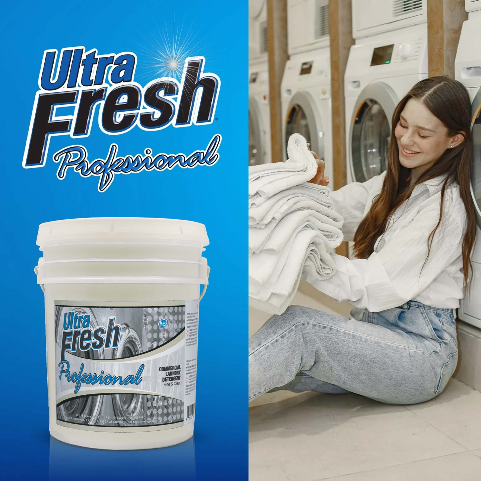 Ultra Fresh® Professional™ Commercial Laundry Detergent, Free & Clear, Pump, 5 Gallons