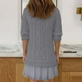 thumbnail image 4 of NANAIQ Women Cable Knit Sweater Dress Long Sleeve Pleated Mini Dresses Twofer Style Patchwork 2025 Fall Outfits Winter Clothes Gray L, 4 of 7
