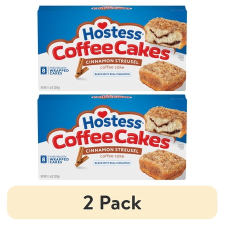 (2 pack) Hostess Coffee Cakes, Cinnamon Streusel Snack Cakes, 11.6 oz Box (8 Count)
