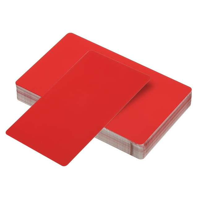 Unique Bargains 0.21mm Metal Business Cards Blank Name Card Laser Engraving Aluminum, Red 60 Pack