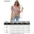 thumbnail image 5 of Yesfashion Women Dressy Deep V Neck Belted Tie Peplum Tops Empire Waist Wrap Blouse Puff Short Sleeve Shirt, 5 of 5