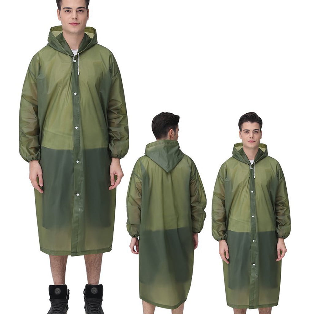 Tmgone Men's Outdoor Travel Fashion Adult Raincoat Thick Transparent EVC Raincoat, Adult Unisex, Size: Free size, Green