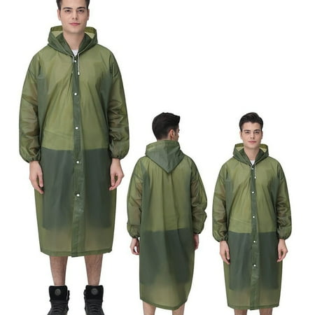 HDWUEN Rain Ponchos for Adults Reusable Hiking Raincoat for Women and Men Lightweight Rainwear Rain Jackets with Hood Army Green