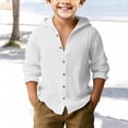 thumbnail image 2 of Mercatoo Cotton Linen Shirt for Boys Summer Casual Hawaiia1 Beach Hoodie Kids Long Sleeve Button Down Shirts Lightweight Tops, 2 of 4