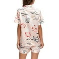 thumbnail image 3 of Unique Bargains Womens Floral Button Down Shirt Shorts Satin 2pcs Pajama Sleepwear Sets, 3 of 5