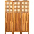 3Panel Room Divider with Solid Acacia Wood Construction Foldable for