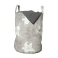 thumbnail image 1 of Leaf Laundry Bag, Hand Drawn Style Flowers with Swirling Lines Spring Blossoms, Hamper Basket with Handles Drawstring Closure for Laundromats, 13" x 19", Warm Taupe and White, by Ambesonne, 1 of 4