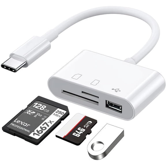 Usb C Sd Card Reader, 3-In-1 Type C Adapter For Sd & Micro Sd Cards, High-Speed Data Transfer For Ipad Pro, Macbook, Galaxy S20, And More, Compact Otg Card Reader For Usb-C Devices