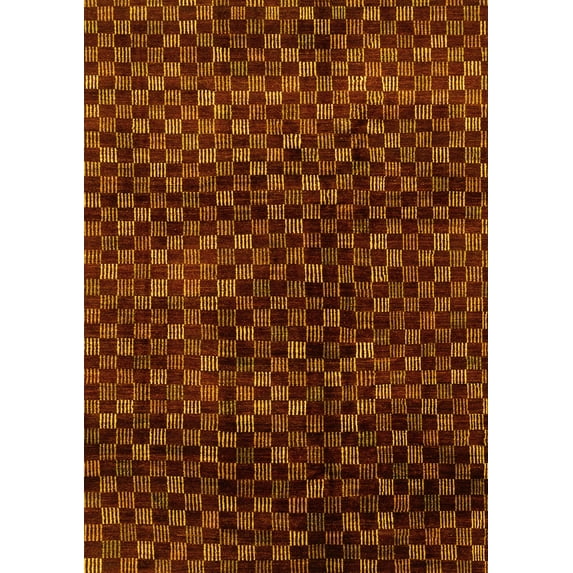 Ahgly Company Machine Washable Indoor Rectangle Abstract Yellow Modern Area Rugs, 2' x 4'