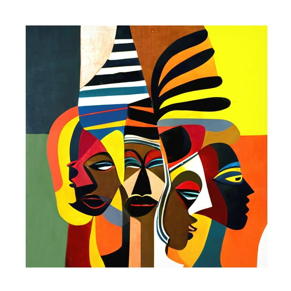 Canvas Wall Art - Ray Heere 'Mid Century Celebration Of All Cultures 15' Wall Art for Living Room, Bedroom, or Office Décor by Trademark Fine Art - 14 x 14 Inches