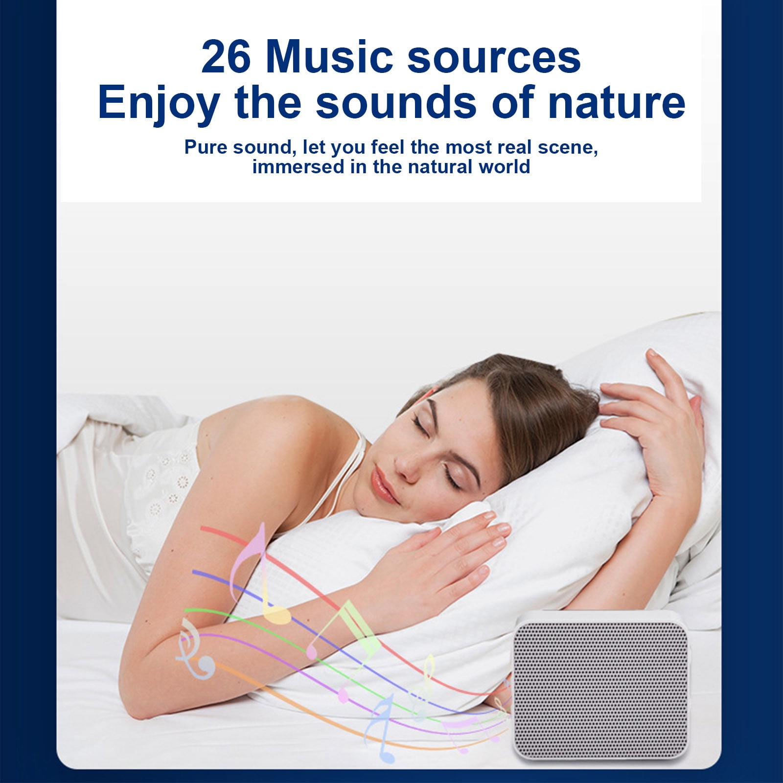 COM1950s Smart White Noise Sleep Machine, Portable Meditation Device with Music and Buddha Chants for Fast Sleep and Stress Relief, Compact Design