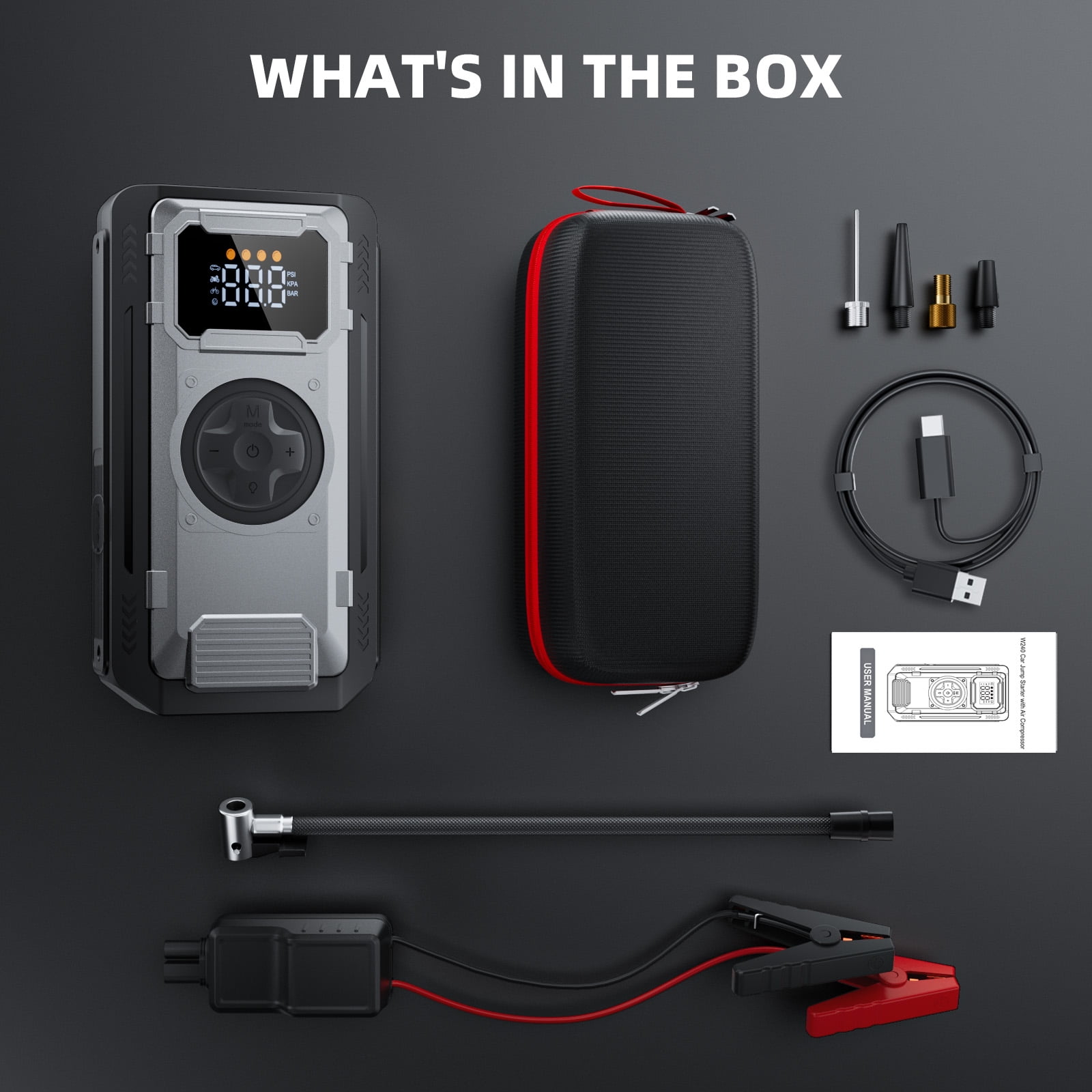 Jump Starter with Compressor, Dyeetic 6000A Peak Portable Car Jump Starter with 150PSI Tire Inflator for 10.0L Gas  or 8.0L Diesel  Engines