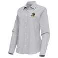 thumbnail image 2 of Women's Antigua Gray Oregon Ducks Porter Woven Tri-Blend Long Sleeve Button-Up Shirt, 2 of 3