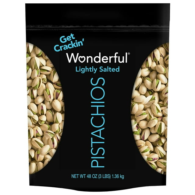 Wonderful Lightly Salted Pistachios, 48 oz, With Olive White Bowl By OMA