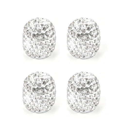 4Pcs White Handmade Crystal Rhinestone Tire Valve Stem Caps, Bling Dustproof Wheel Valve Covers, Universal Car Accessories for Car Truck Motorcycle