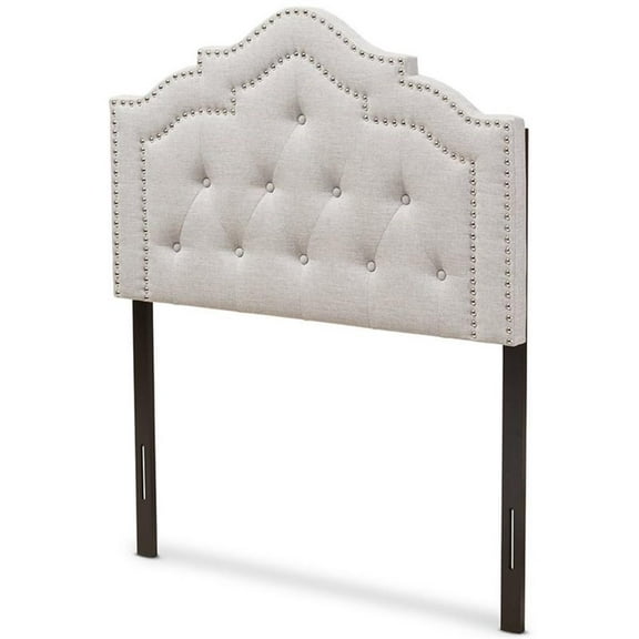 Bowery Hill Modern Tufted Twin Panel Headboard in Grayish Beige