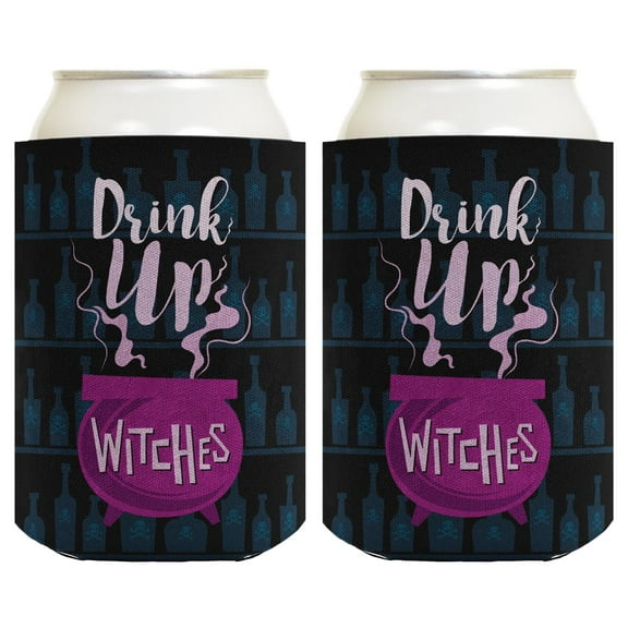 ThisWear Funny Witch Halloween Gifts Drink Up Witches Cauldron 2-pack Can Coolie Drink Coolers Coolies Multi