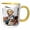 Yellow/White, variant on 3drose, Funny Cute Cool Abstract Yellow Labrador Retriever Dog Bowling, 15oz Two-tone Yellow Mug