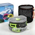thumbnail image 1 of Tignapoo Portable Camping Cookware Set DS-308 with Green Handle & Accessories, Aluminum Oxide Material, Non-Stick Pot, Frying Pan, Tea Kettle, Lightweight for Outdoor Adventures, 1 of 6