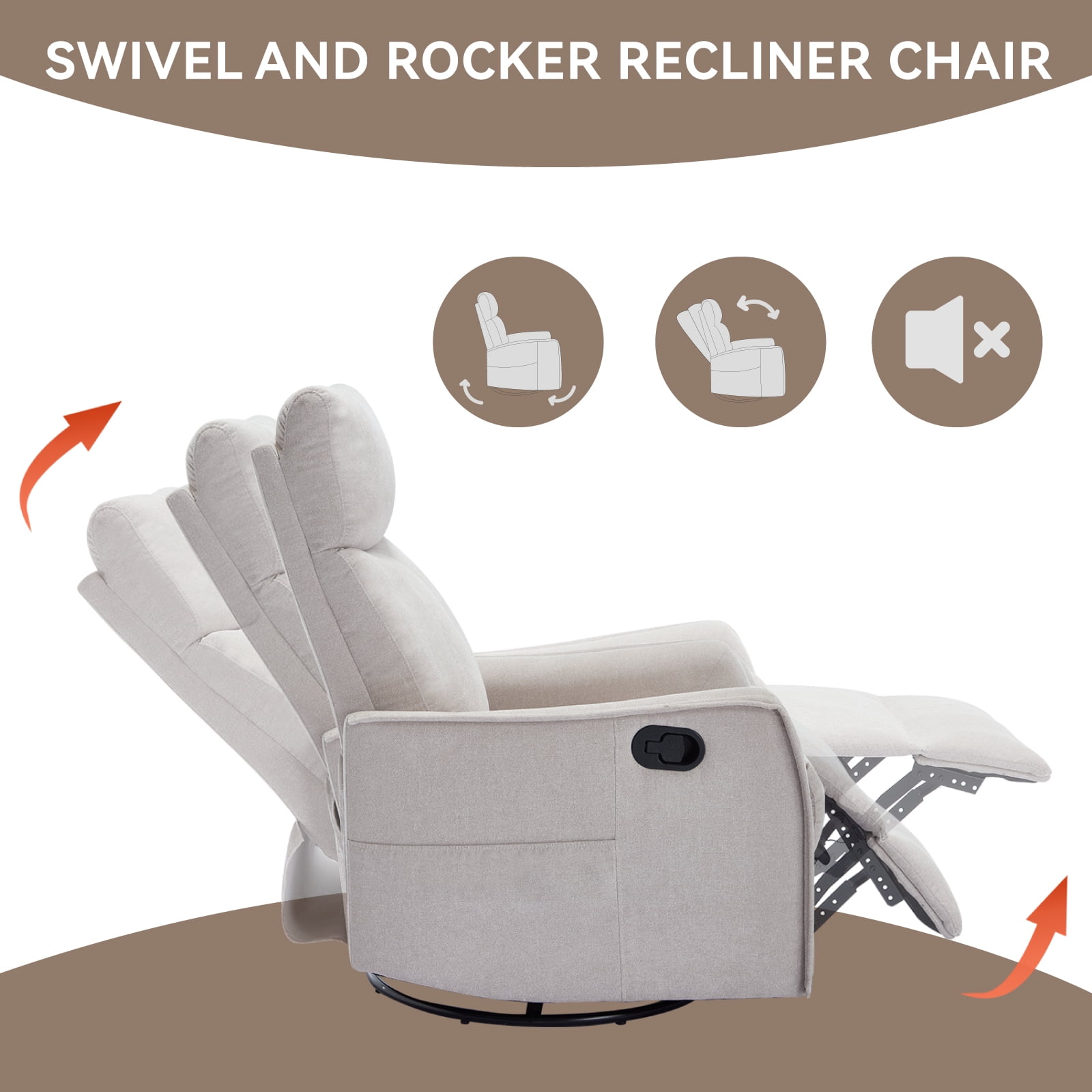 Segmart 360° Swivel & Rocker Recliner Chair with Massage & Lumbar Heat- Manual Recliner, Fabric Lounge Chair for Living Room