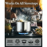 Cook N Home Classic Stainless Steel Tri-ply Clad Kitchen Cookware Set, Includes Saucepans, Stockpots with Glass Lids, Frying Pans, Induction-Ready, Dishwasher and Oven Safe, 7-Piece