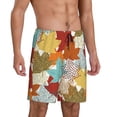 thumbnail image 2 of Kdxio Fall Maple Leaves Print Mens Sleep Shorts Bottoms Soft Comfy Pajama Wear Pants with Drawstring Pockets, 2 of 7