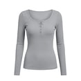 thumbnail image 5 of Ltctricy Long Sleeve Henley Shirts for Women Slim Fit T Shirts Fall Fashion Ribbed Knit Basic Tees Casual Tops, 5 of 5