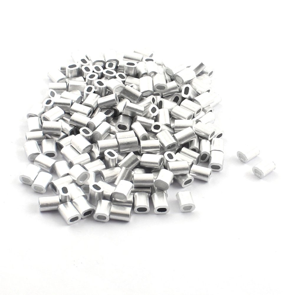 200Pcs Aluminium Wire Rope Ferrules 5mm x 2mm for 1mm Steel Ropes