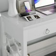 thumbnail image 6 of 39.37 in. White Writing Desk with 2 Drawers, Computer Desk for Home or Office, Wood Study Table with Design Base for Bedroom, Multipurpose Workstation, 6 of 7