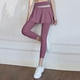 thumbnail image 4 of Fulijie Women Skirted Legging Pleated Skirt Capris Leggings Athletic Workout Running Yoga Pants, Purple Jeggings for Women, Nylon,Spandex Skirts for Women, Lounge Pants Women, Yoga Pants Women, 4 of 6