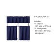 thumbnail image 5 of Juego de 3 cortinas opacas para cocina K3, color azul marino, con bolsillo para barra para baño, ventana corta, decoración del hogar, dos (2) paneles de lino + una (1) cenefa a juego., 5 of 5