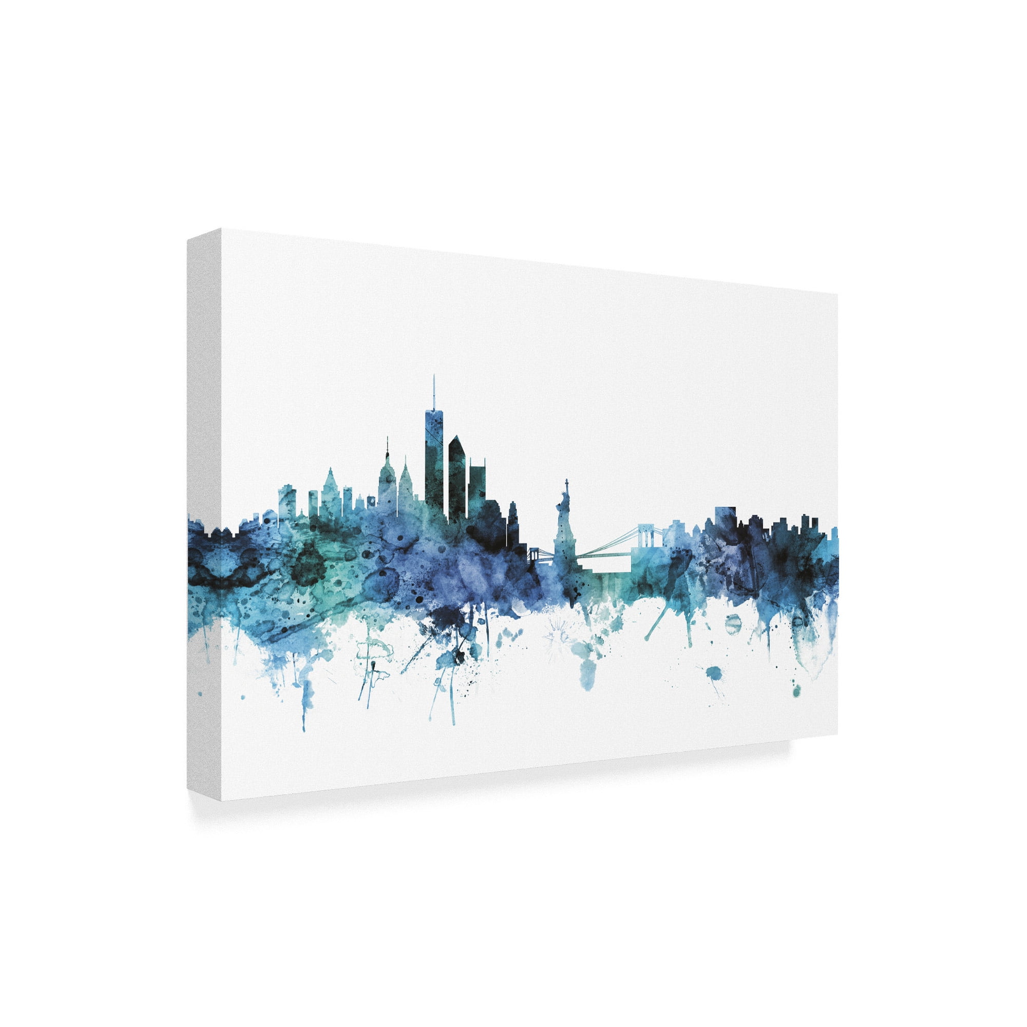 Trademark Fine Art 'New York Blue Teal Skyline' Canvas Art by Michael Tompsett