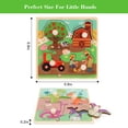 thumbnail image 3 of Juego de rompecabezas con forma de clavija de madera ranurada para niños de 1 a 3 años, granja, dinosaurio, 3 of 7